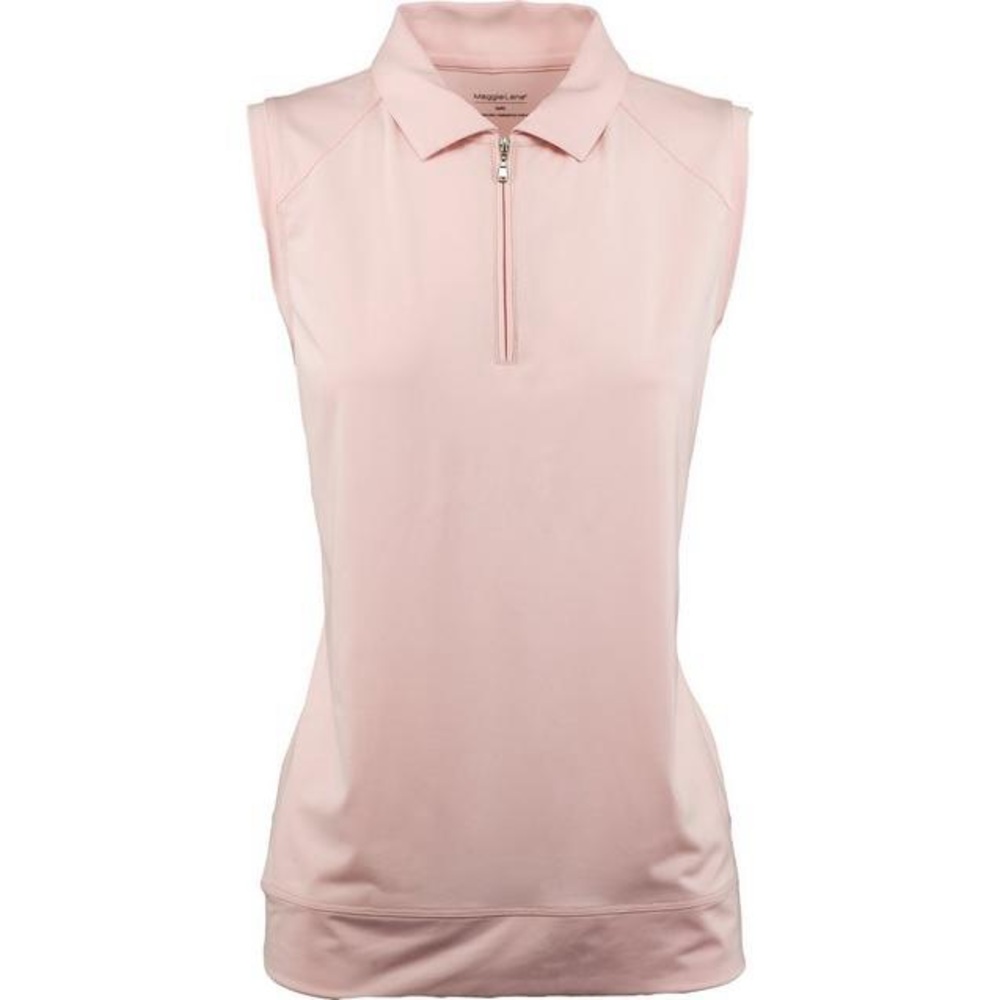 Maggie Lane Light Pink Sleeveless Zip-Collar Golf Polo